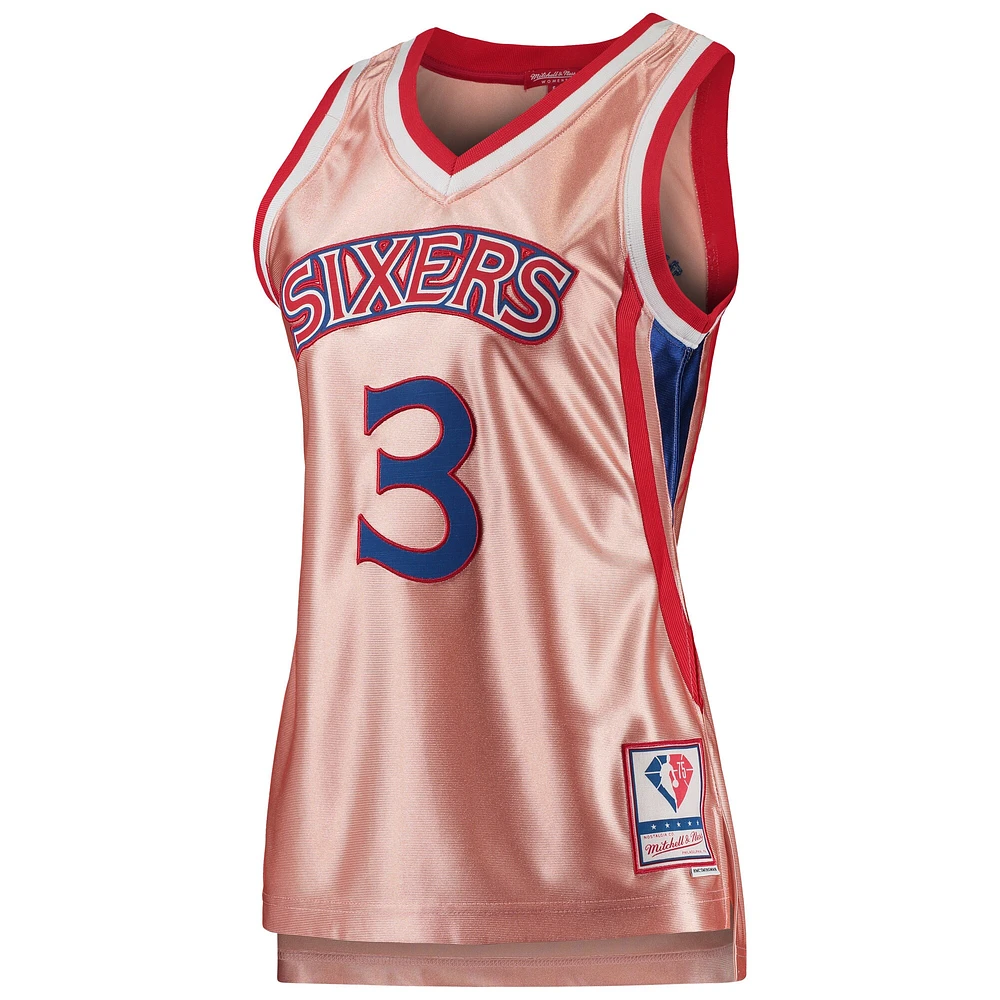 Women's Mitchell & Ness Allen Iverson Pink Philadelphia 76ers 75th Anniversary Rose Gold 1996 Swingman Jersey