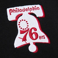 Sweat à capuche court noir pour femme Mitchell & Ness Philadelphia 76ers Hardwood Classics