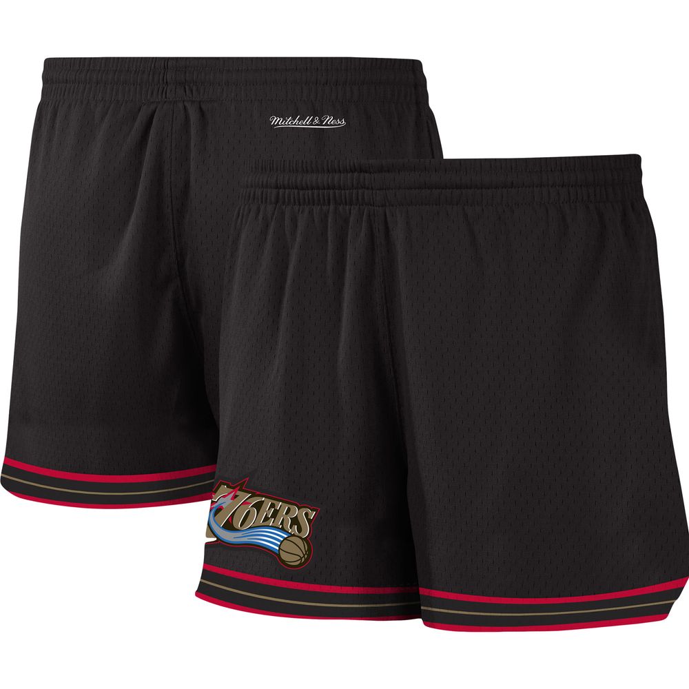 Women's Mitchell & Ness Black Philadelphia 76ers Hardwood Classics Jump Shot - Shorts