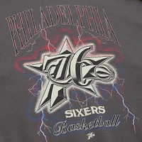 Women's Mitchell & Ness Charcoal Philadelphia 76ers Hardwood Classics Lightweight Pullover Sweatshirt