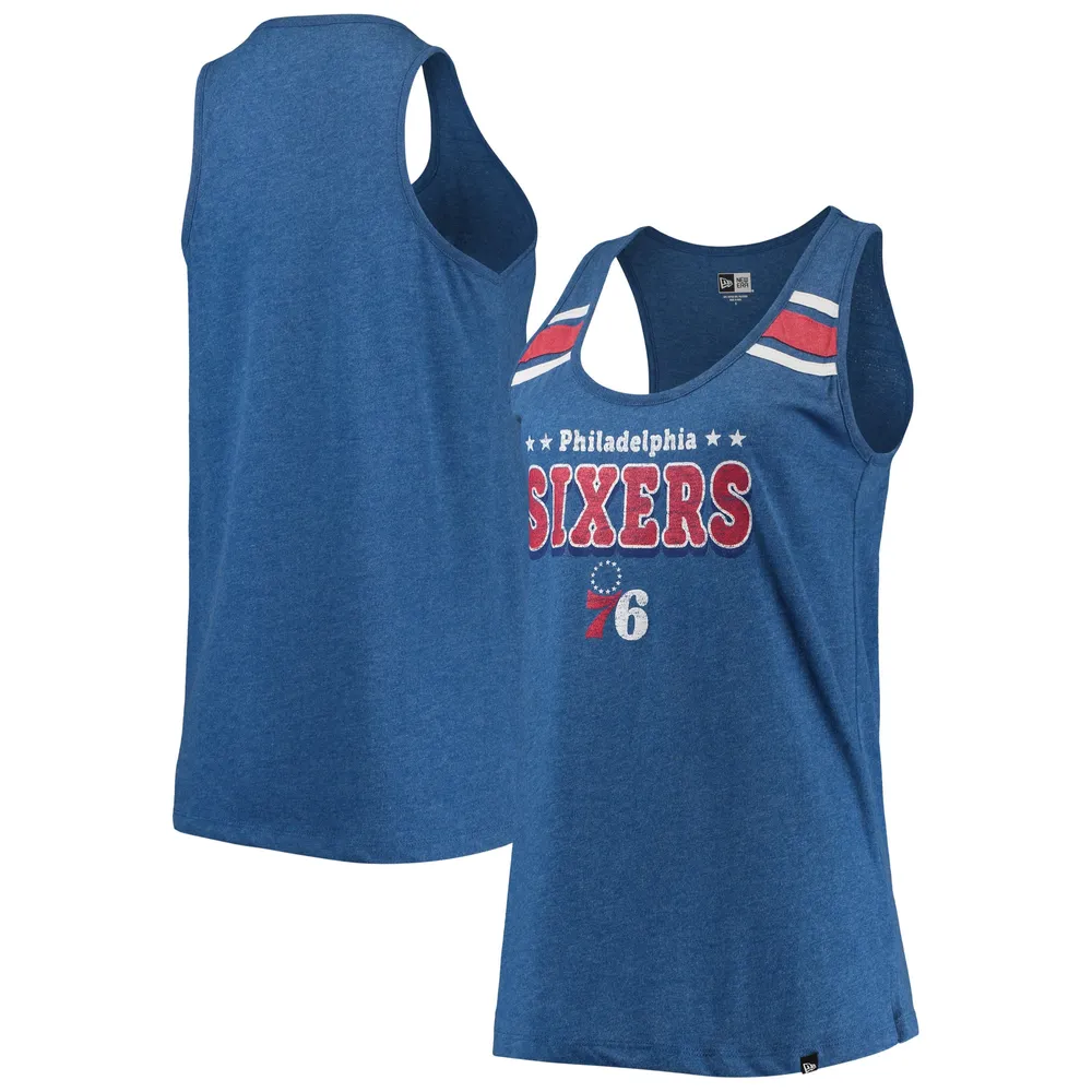 Débardeur à col rond et dos nageur New Era Heathered Royal Philadelphia 76ers pour femme