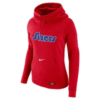 Women's Nike Red Philadelphia 76ers 2024/25 City Edition Essential Club Pullover Hoodie