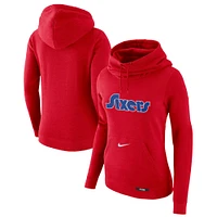 Women's Nike Red Philadelphia 76ers 2024/25 City Edition Essential Club Pullover Hoodie