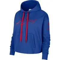 Women's Nike Royal Philadelphia 76ers Split Flip Courtside Cropped Pullover Hoodie