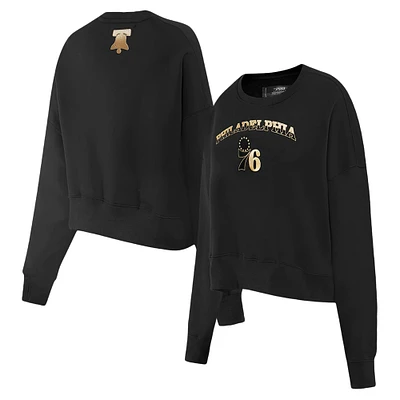 Sweat-shirt court Pro Standard noir Philadelphia 76ers Glam pour femmes