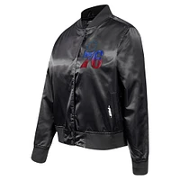 Women's Pro Standard Black Philadelphia 76ers Jeweled Satin Full-Snap Jacket