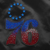 Veste à boutons-pression en satin ornée de bijoux Philadelphia 76ers Pro Standard pour femme noire