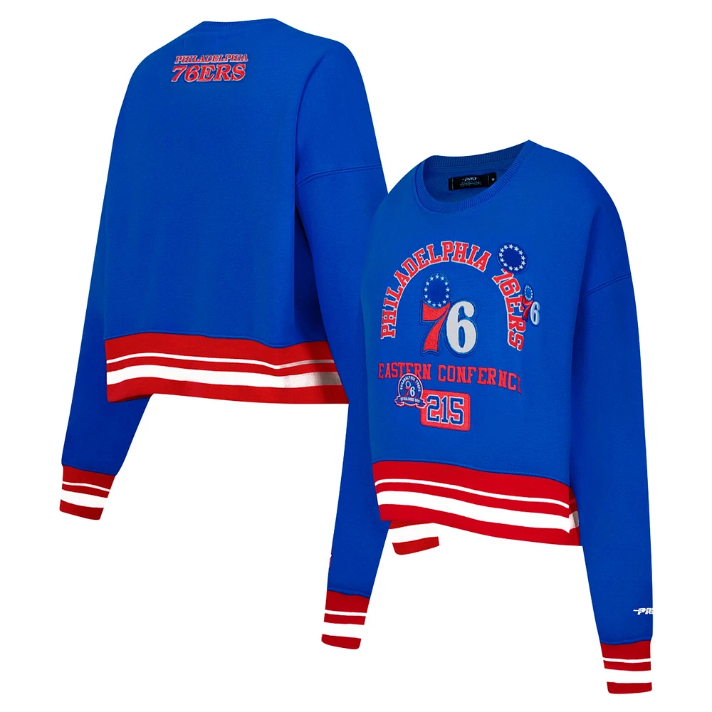 Sweat-shirt court à enfiler Pro Standard Royal pour femme Philadelphia 76ers Area Code