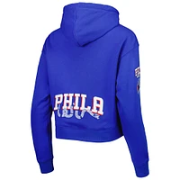 Women's Pro Standard Royal Philadelphia 76ers Classic Fleece Cropped Pullover Hoodie