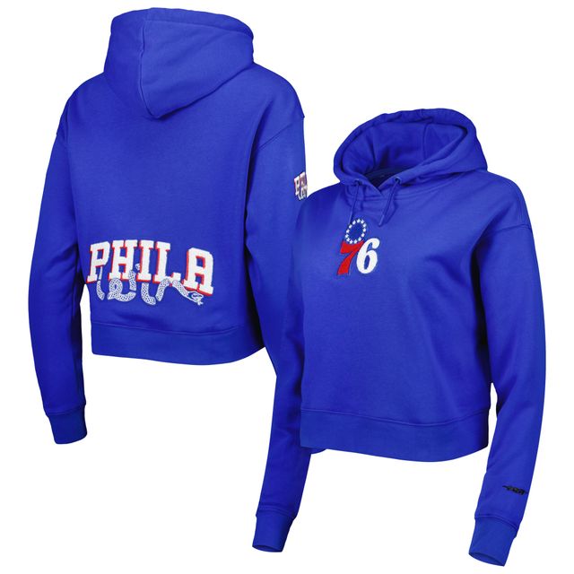 Sweat à capuche court en polaire classique Pro Standard Royal Philadelphia 76ers pour femme