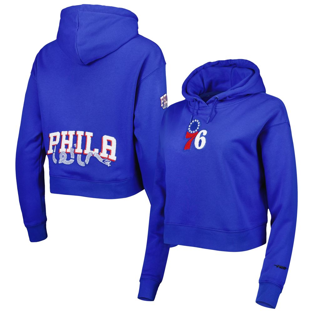 Women's Pro Standard Royal Philadelphia 76ers Classic Fleece Cropped Pullover Hoodie