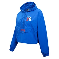 Women's Pro Standard Royal Philadelphia 76ers Classic Wind Woven Cropped Half-Zip Jacket