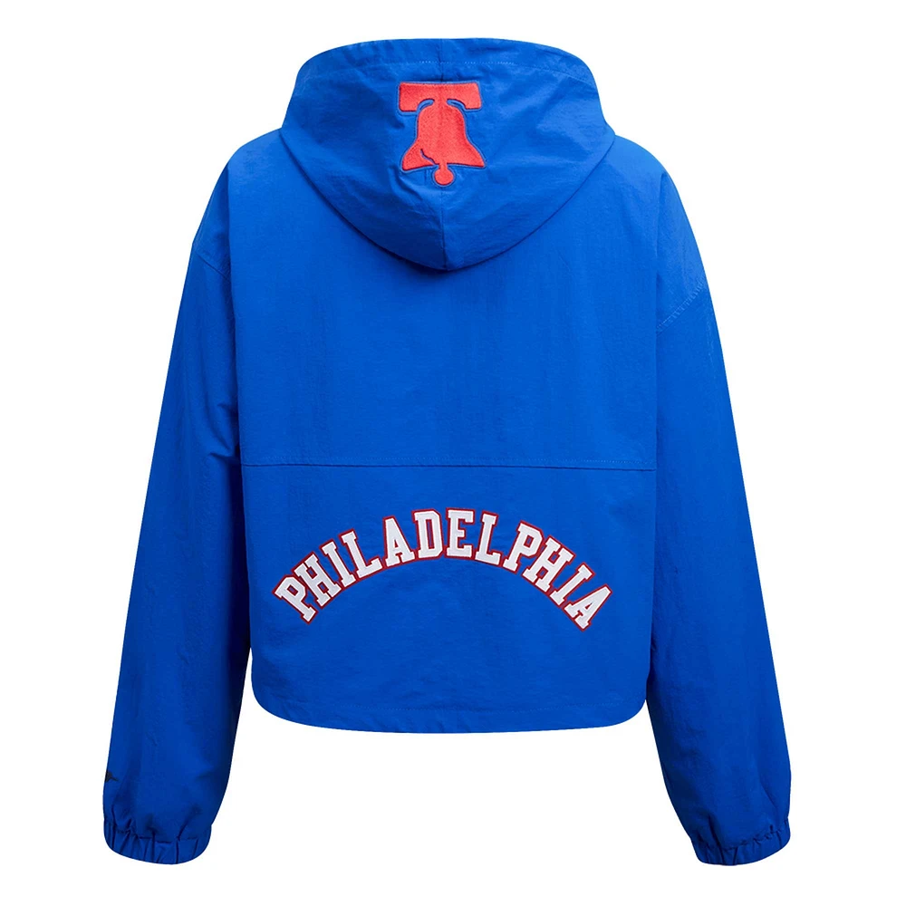 Women's Pro Standard Royal Philadelphia 76ers Classic Wind Woven Cropped Half-Zip Jacket