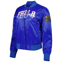 Women's Pro Standard Royal Philadelphia 76ers Classics Satin Full-Snap Jacket