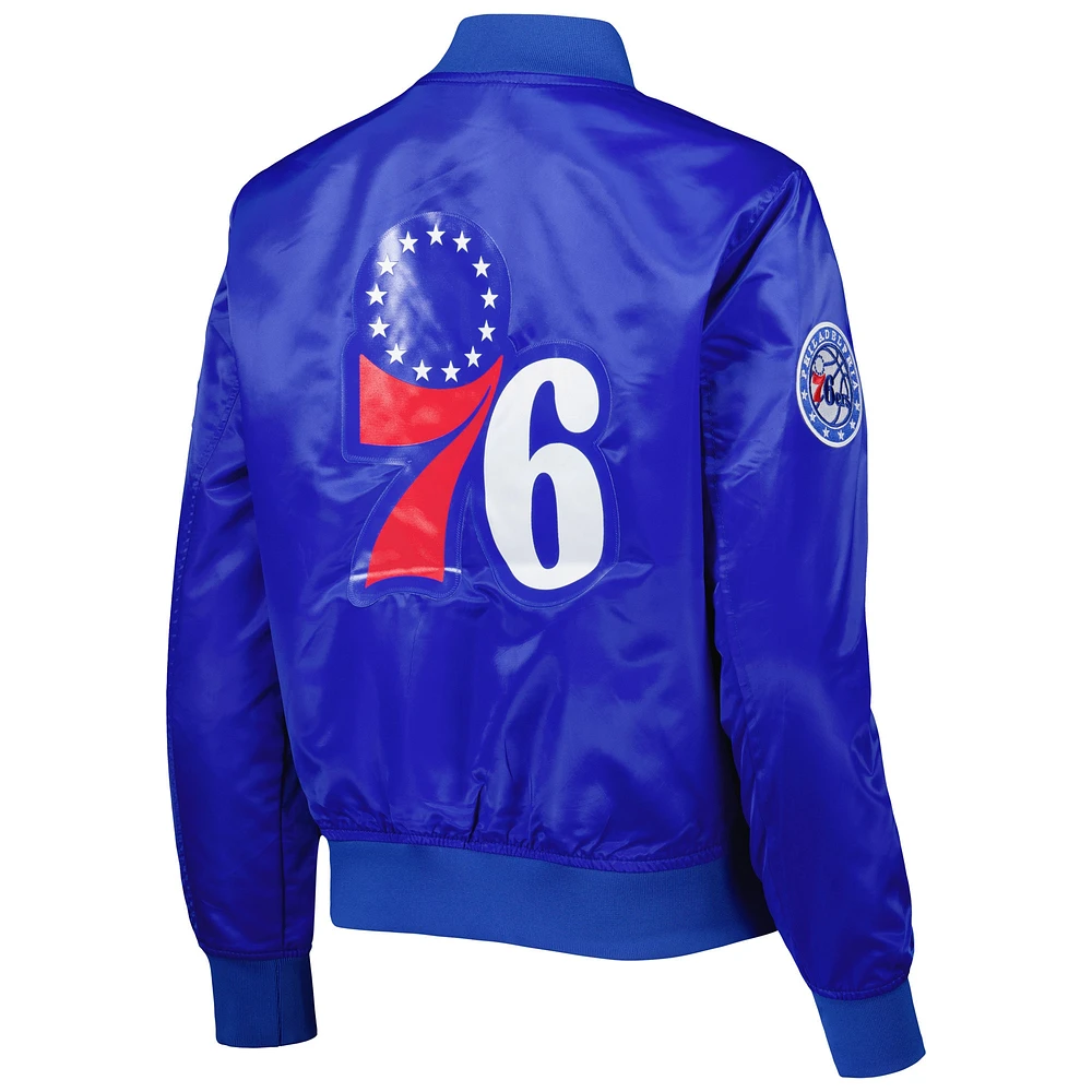 Women's Pro Standard Royal Philadelphia 76ers Classics Satin Full-Snap Jacket