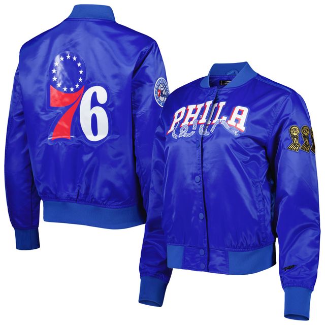 Veste à bouton-pression en satin Pro Standard Royal Philadelphia 76ers Classics pour femme