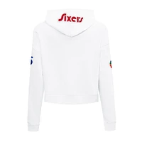 Women's Pro Standard White Philadelphia 76ers 2024/25 City Edition Chenille Applique Cropped Pullover Hoodie