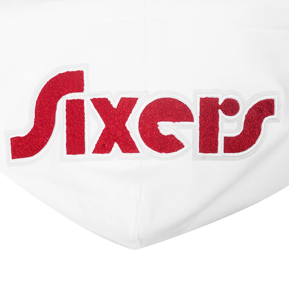 Women's Pro Standard White Philadelphia 76ers 2024/25 City Edition Chenille Applique Cropped Pullover Hoodie