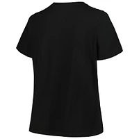 T-shirt noir à col en V pour femmes des 76ers de Philadelphie, grande taille, avec logo forme d'arc