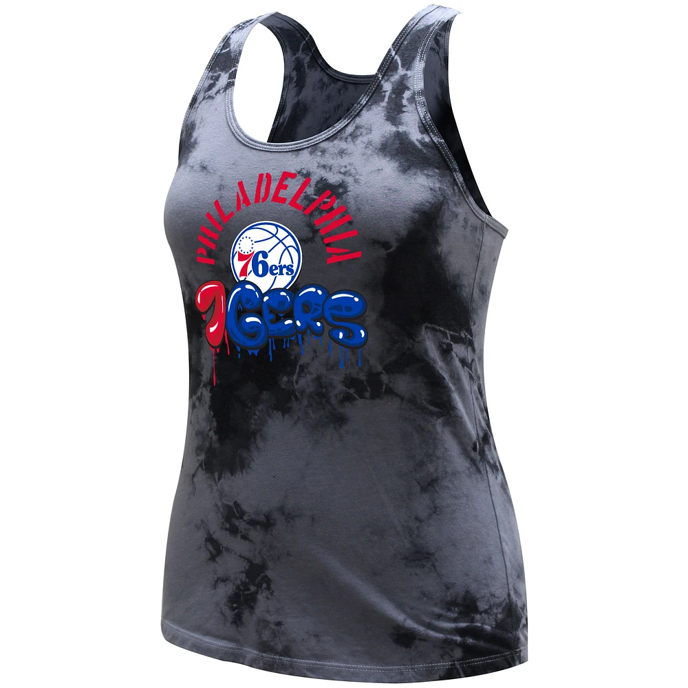 Women's Stadium Essentials  Charcoal Philadelphia 76ers Street Art Dark Crystal Washed Tank Top