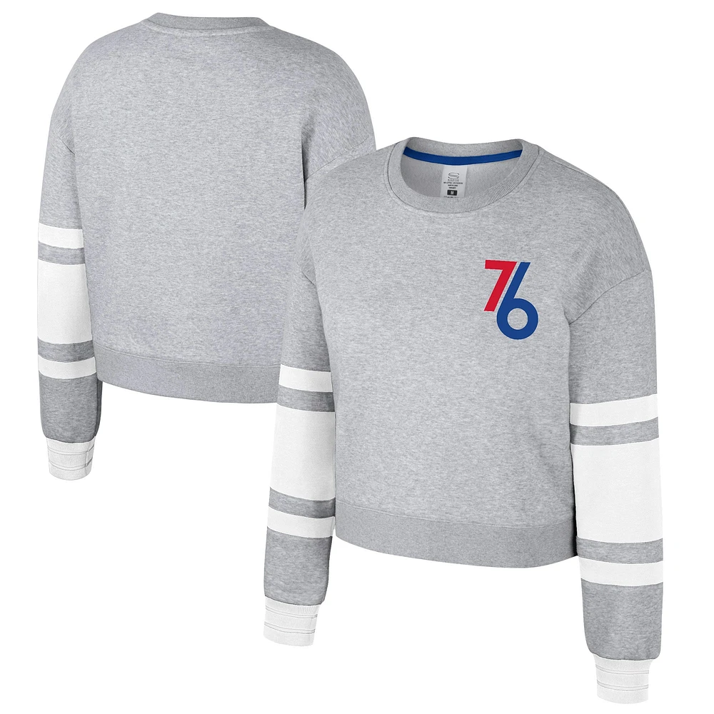 Women's Stadium Essentials Heather Gray Philadelphia 76ers 2024/25 City Edition Scrimmage Cropped Pullover Sweatshirt