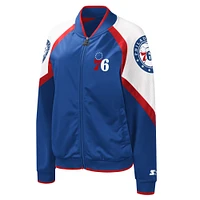 Veste Starter Royal/Rouge Philadelphia 76ers Fan Girl Satin Raglan Full-Zip Jacket