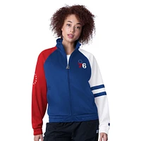 Women's Starter Royal Philadelphia 76ers Line Up Dolman Raglan Full-Zip Track Jacket