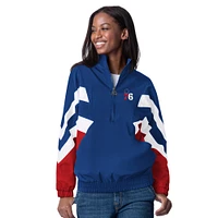 Women's Starter Royal Philadelphia 76ers Renegade Oxford Half-Zip Jacket