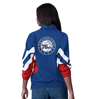 Women's Starter Royal Philadelphia 76ers Renegade Oxford Half-Zip Jacket