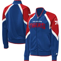 Veste de survêtement à glissière intégrale Starter Royal Philadelphia 76ers Slam Dunk Raglan pour femme