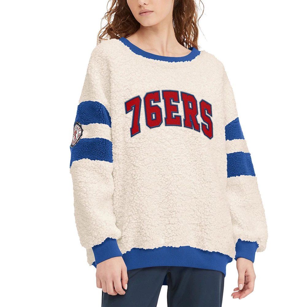 Sweat Tommy Jeans Oatmeal/Royal Philadelphia 76ers Mindy Sherpa pour femme