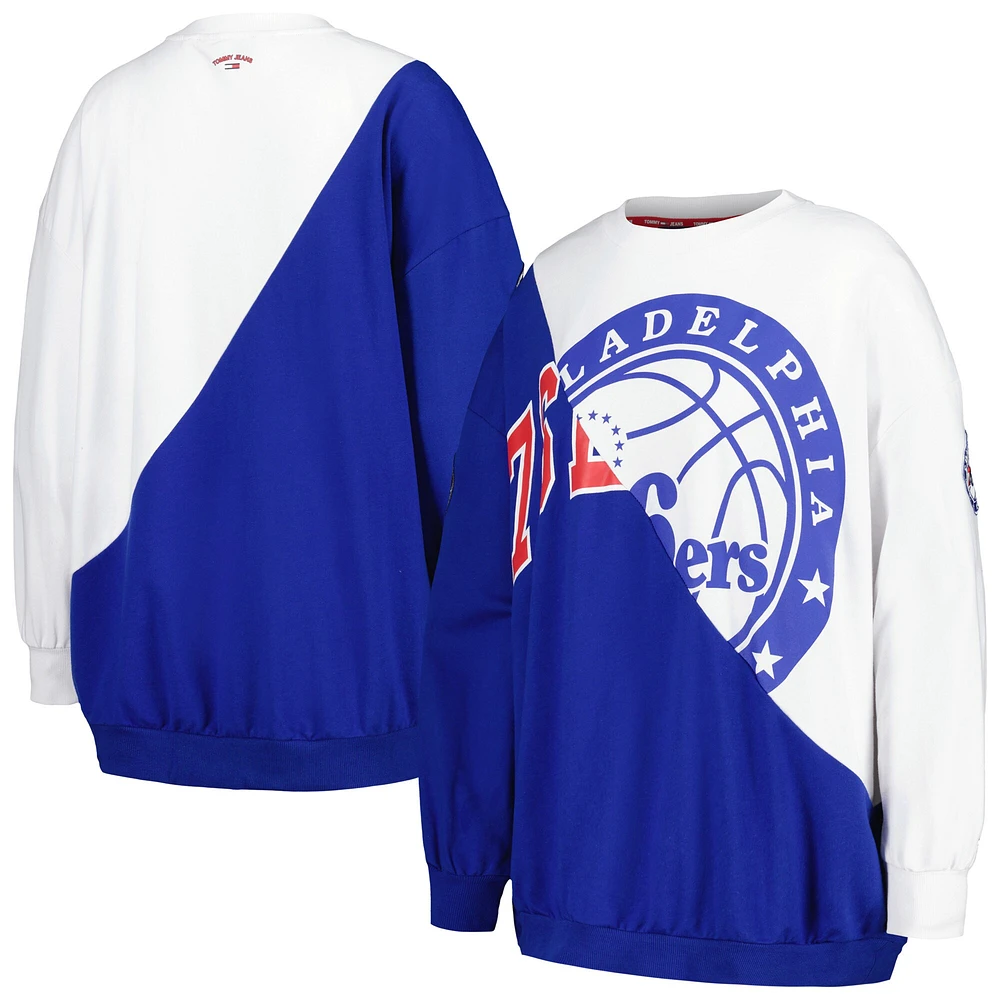 Sweat Tommy Jeans Ariel Philadelphia 76ers bleu marine/blanc pour femme