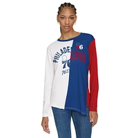 Women's Tommy Jeans White/Royal Philadelphia 76ers Amelia Color Blocked Long Sleeve T-Shirt