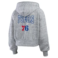 Women's WEAR by Erin Andrews Heather Gray Philadelphia 76ers Speckled Radiator Full-Zip Hoodie