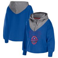 Women's WEAR by Erin Andrews Royal Philadelphia 76ers Pieced Quarter-Zip Hoodie Jacket