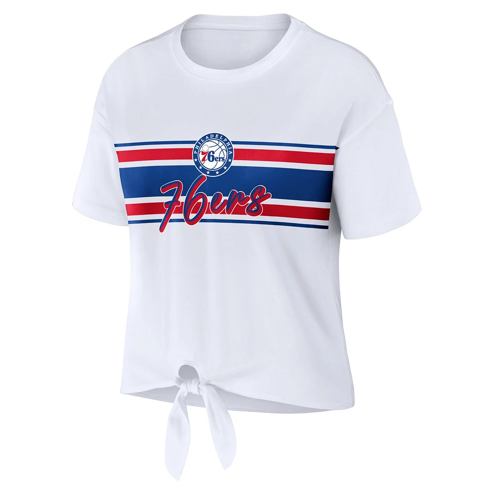 T-shirt blanc noué sur le devant des 76ers de Philadelphie WEAR by Erin Andrews pour femmes