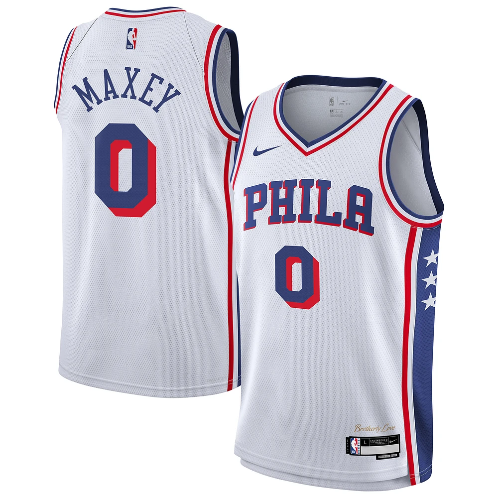 Youth Nike Tyrese Maxey White Philadelphia 76ers Association Swingman Jersey