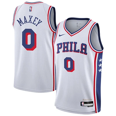 Maillot Nike Tyrese Maxey pour jeunes, blanc, Philadelphia 76ers Association Swingman