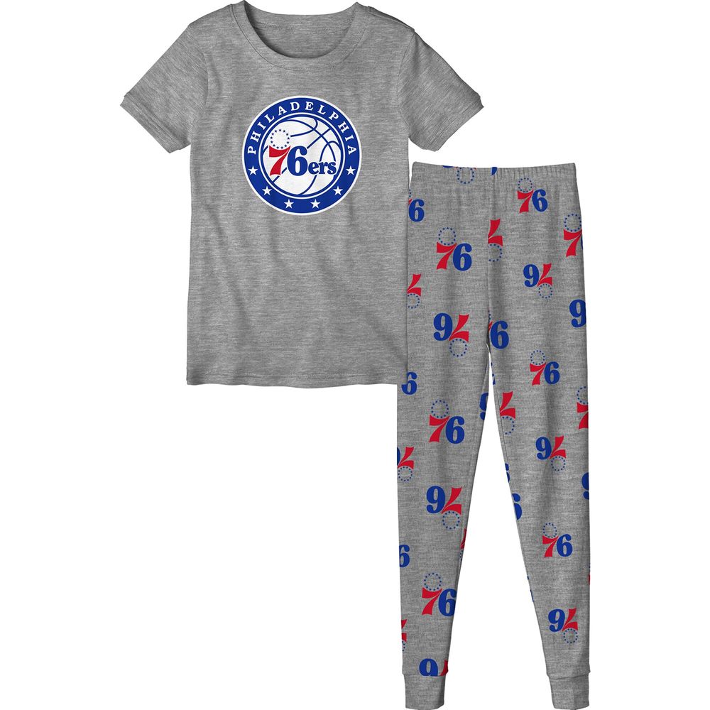 Youth Heathered Gray Philadelphia 76ers - T-Shirt & Pants Sleep Set