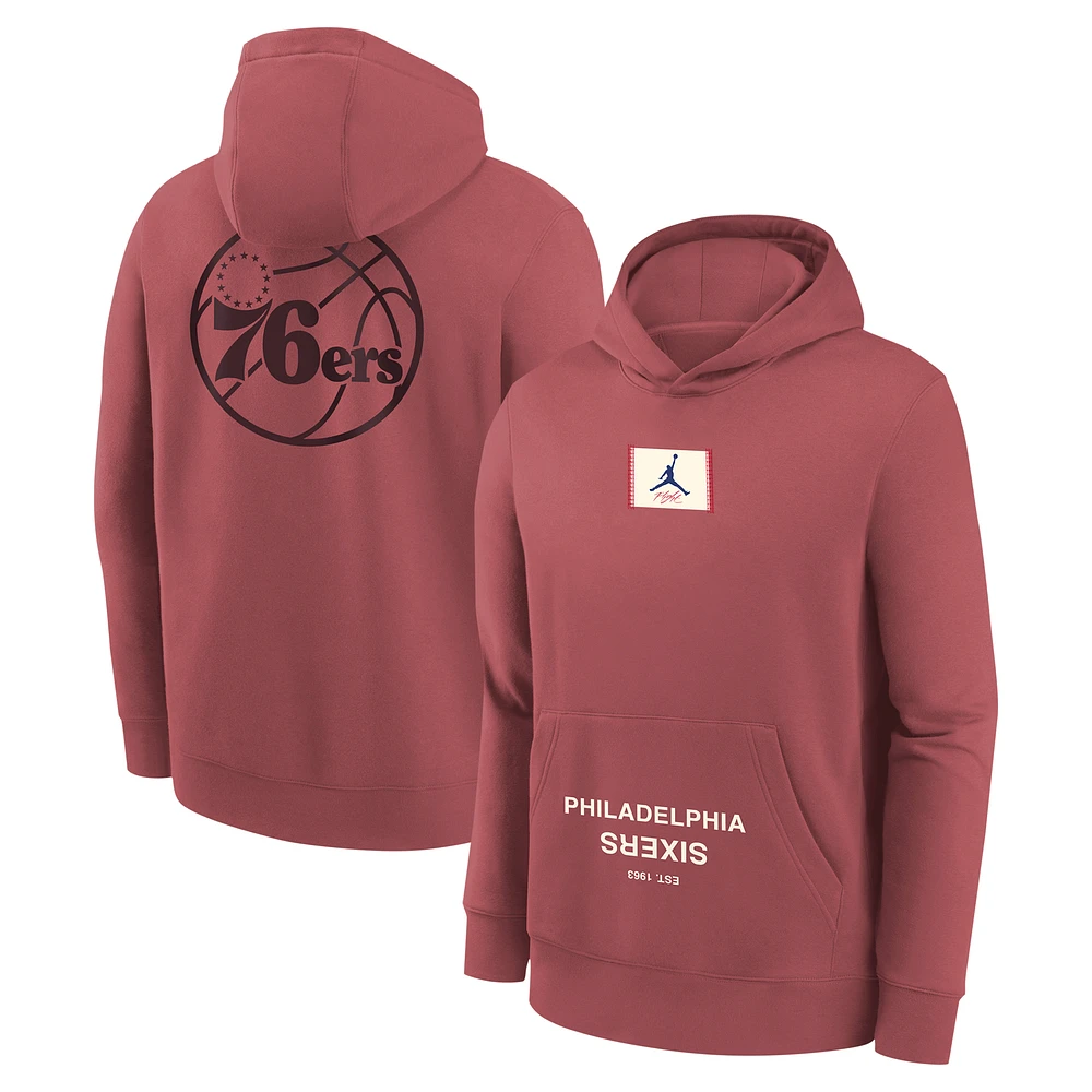 Youth Jordan Brand Red Philadelphia 76ers Courtside Statement Edition Pullover Hoodie