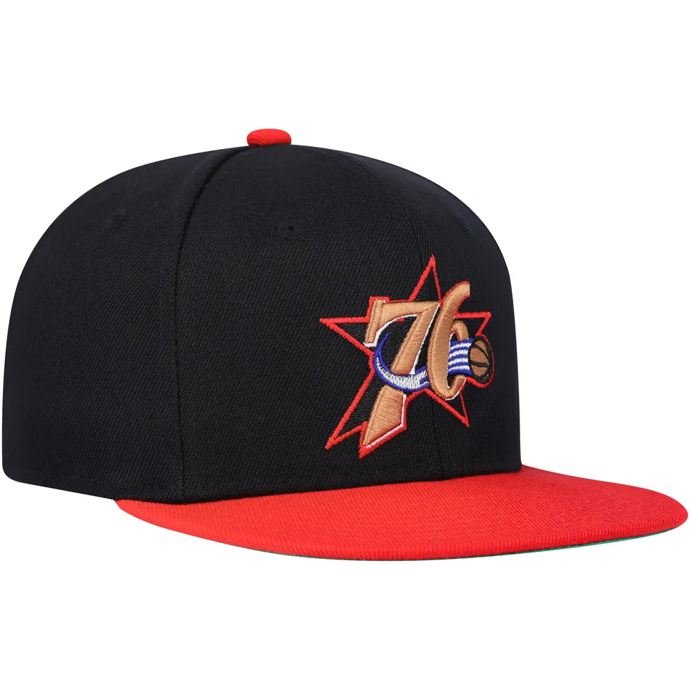 Casquette snapback bicolore Philadelphia 76ers Mitchell & Ness noir/rouge pour jeune