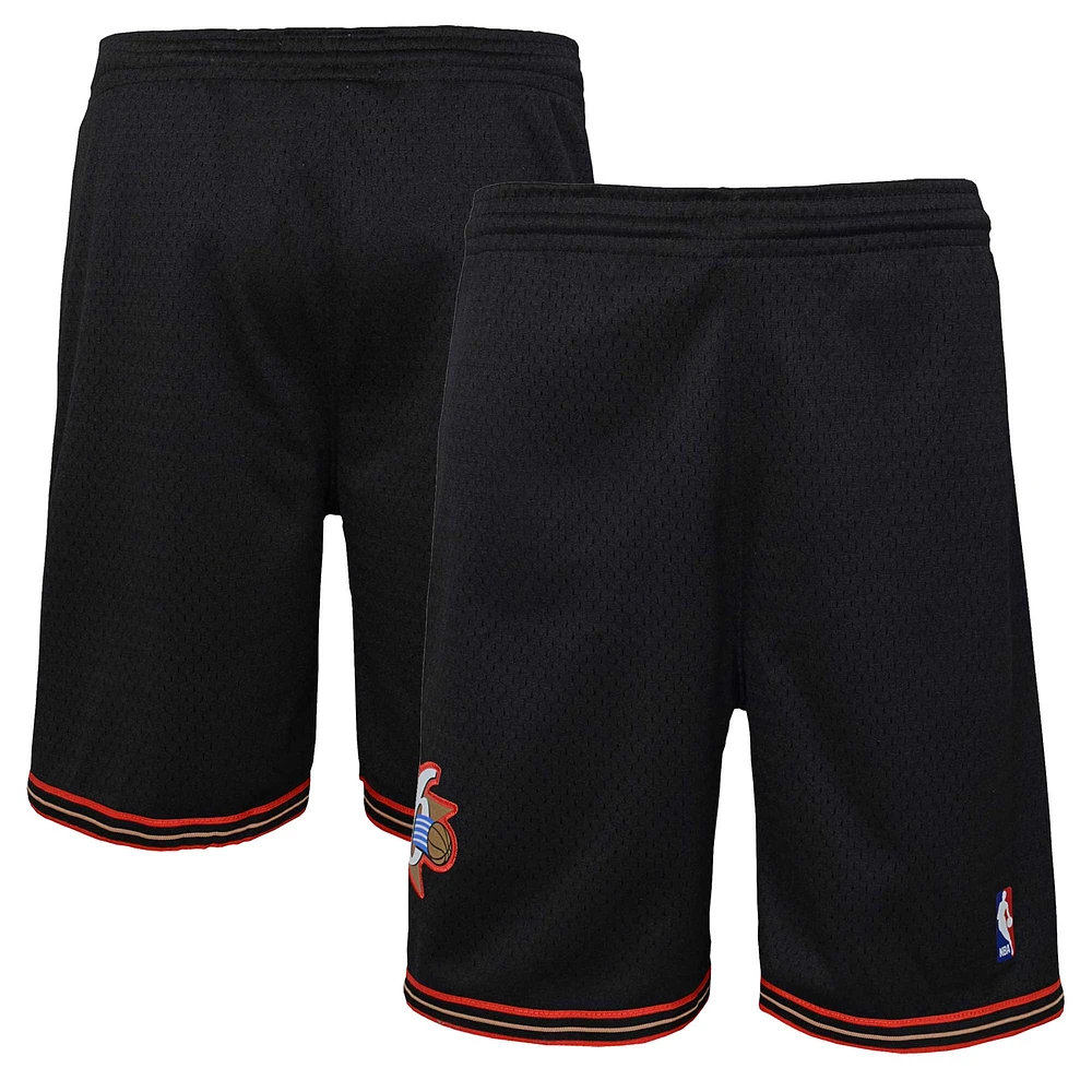 Youth Mitchell & Ness Black Philadelphia 76ers Hardwood Classics Swingman Shorts