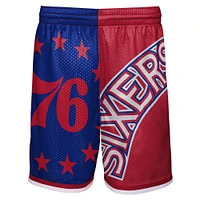 Short pour jeune Mitchell & Ness rouge/royal Philadelphia 76ers Hardwood Classics Big Face 5.0