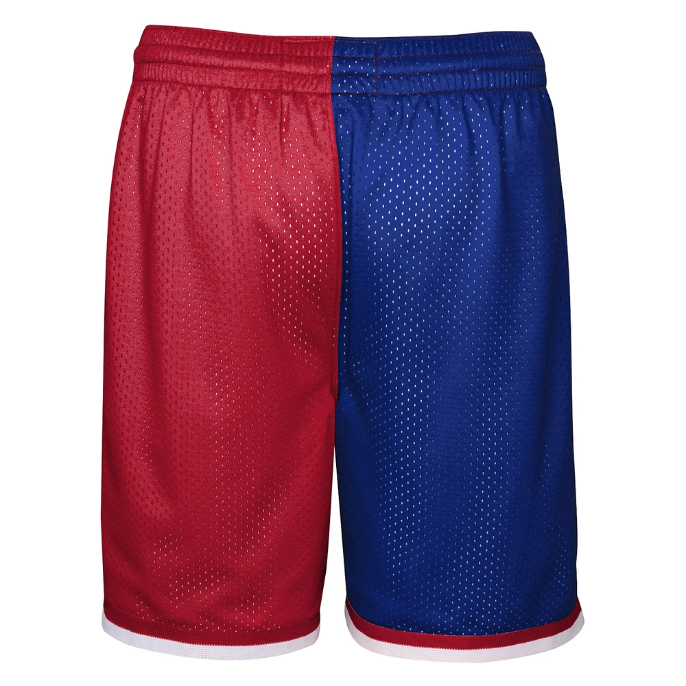 Youth Mitchell & Ness Red/Royal Philadelphia 76ers Hardwood Classics Big Face 5.0 Shorts