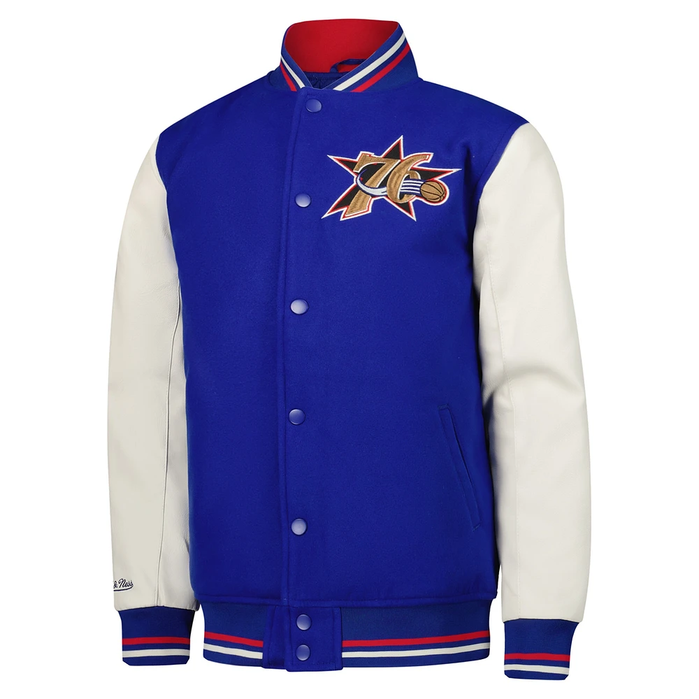 Veste universitaire à boutons-pression pour jeunes Mitchell & Ness Royal Philadelphia 76ers