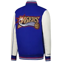 Veste universitaire à boutons-pression pour jeunes Mitchell & Ness Royal Philadelphia 76ers