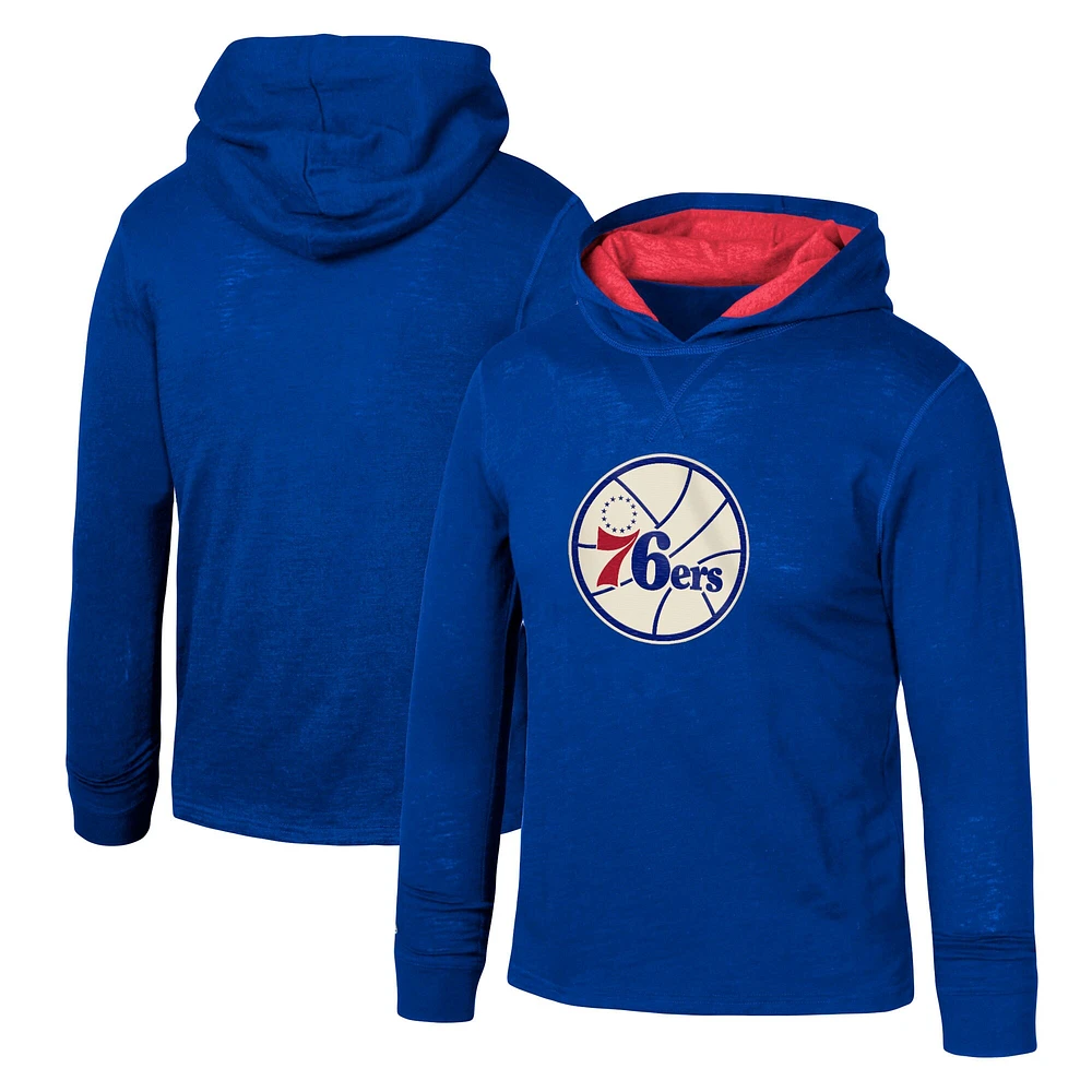 Sweat à capuche léger Mitchell & Ness Royal Philadelphia 76ers Hardwood Classics Legendary Slub pour jeune