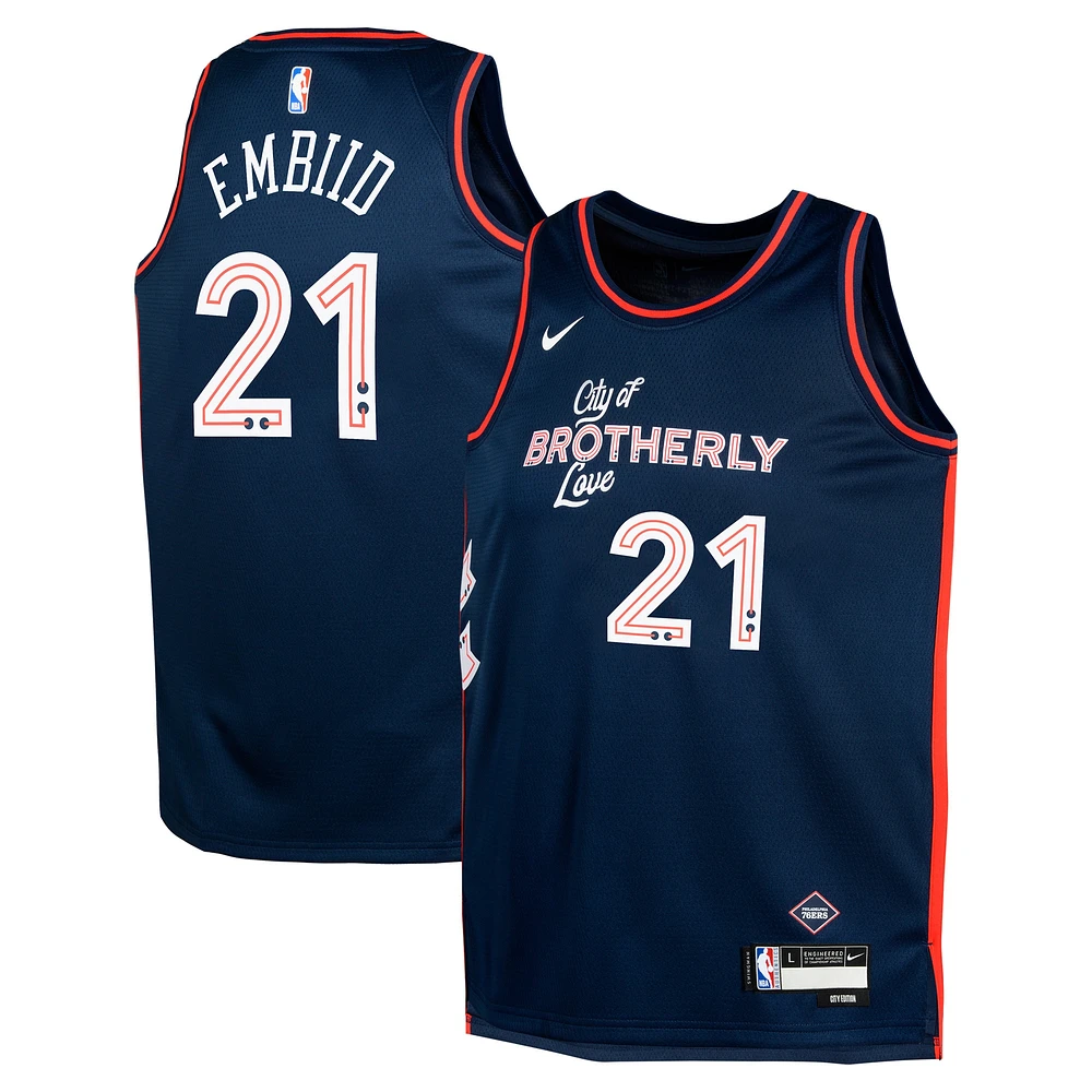 Maillot Nike Joel Embiid Navy Philadelphia 76ers Swingman Replica pour jeune - City Edition