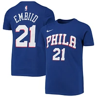 T-shirt performance Nike Joel Embiid Royal Philadelphia 76ers avec nom et numéro pour jeune
