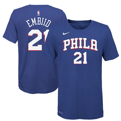 Enfant Nike Joel Embiid Royal Philadelphia 76ers Nom & Numéro - T-shirt